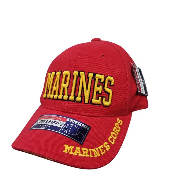 United States Marine Corps Embroidered Hat Steve & Barry's Adjustable Red NWT - Picture 1 of 12